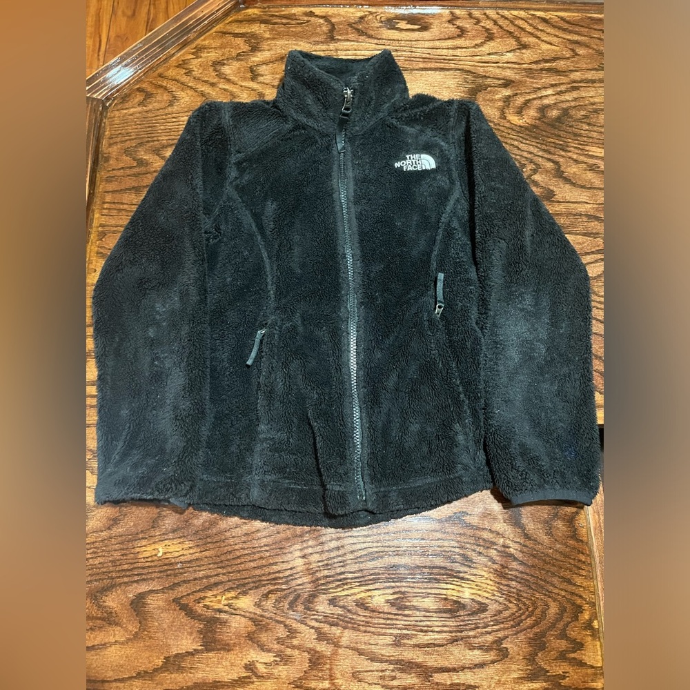 North Face Jacket Black Fleece Soft Zip Up Girls Small 7/8 MSRP $60